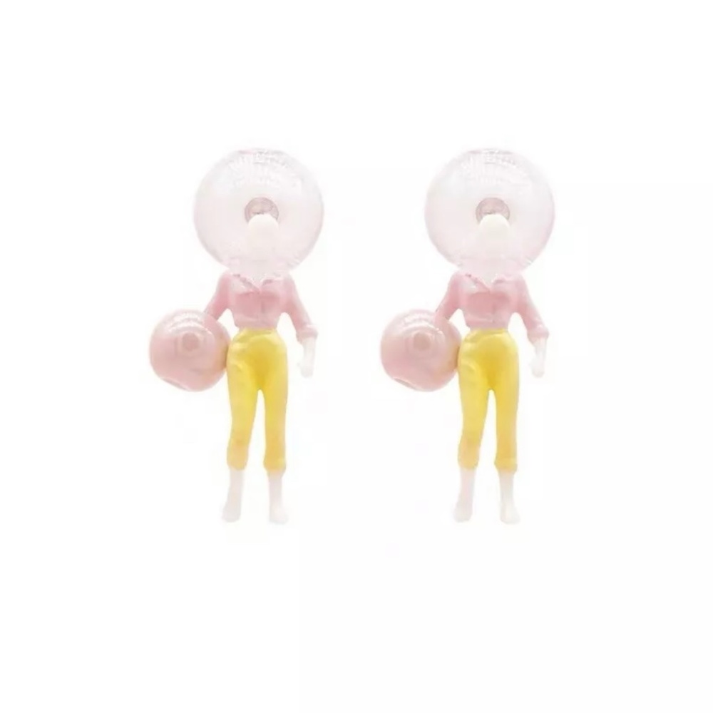 Earings Unique Design Space Woman Pink Yellow 925 Silver Needle